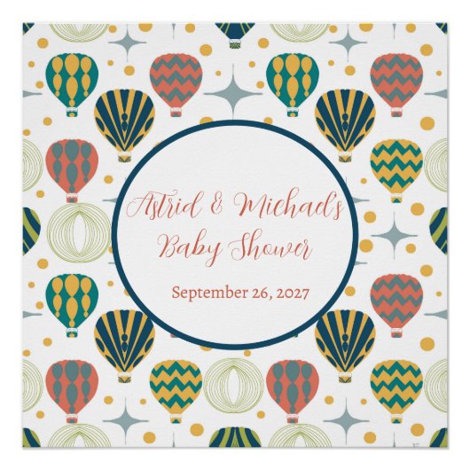 Adventure Awaits Hot Air Balloon Baby Shower Poster (Vorderseite)