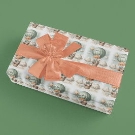 Adventure Awaits Hot Air Balloon Fox Baby Shower Geschenkpapier