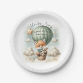 Adventure Awaits Hot Air Balloon Fox Baby Shower Pappteller (Vorderseite)
