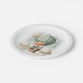Adventure Awaits Hot Air Balloon Fox Baby Shower Pappteller (Schrägansicht)