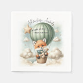 Adventure Awaits Hot Air Balloon Fox Baby Shower Serviette (Vorderseite)