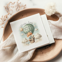 Adventure Awaits Hot Air Balloon Fox Baby Shower Serviette