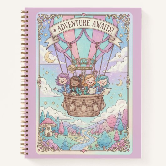 Adventure Awaits Hot Air Balloon & Friends Journal Notizblock (Vorderseite)