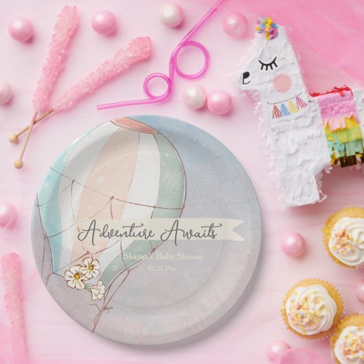 Adventure Awaits Hot Air Balloon Pappteller (Party)