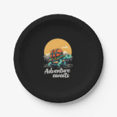 Adventure Awaits is Hiking Adventures is Outdoor A Pappteller (Vorderseite)