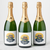 Adventure Awaits is Hiking Adventures is Outdoor A Schaumweinetikett (Flaschen)