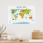 Adventure Awaits Kids World Map Kinderzimmer Dekor Poster (Küche)