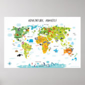 Adventure Awaits Kids World Map Kinderzimmer Dekor Poster (Vorne)