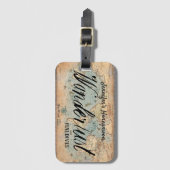 Adventure Awaits Map Individuelle Name Gepäckanhänger (Vorderseite Vertikal)