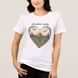 Adventure Awaits Mountain Heart T - Shirt Design -