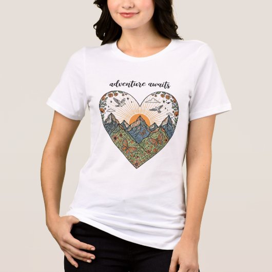 Adventure Awaits Mountain Heart T - Shirt Design - (Vorderseite)