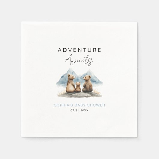 Adventure Awaits Mountains Safari Baby Shower  Serviette (Vorderseite)