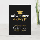Adventure Awaits - Name Cap Black Gold Abschluss Karte (Vorderseite)