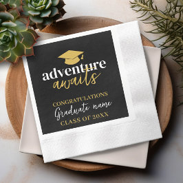 Adventure Awaits - Name Cap Black Gold Abschluss Serviette