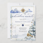 Adventure Awaits - Nautical Dream Ship Baby Shower Einladung (Vorderseite)