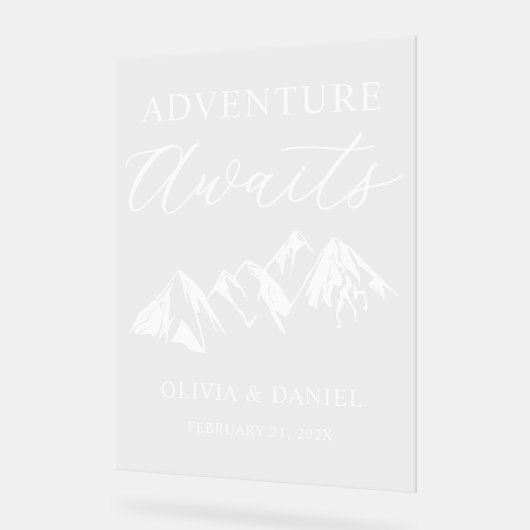 Adventure Awaits Personalized Wedding Acrylschild (Winkel)