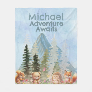 Adventure Awaits Personalized Woodland Animal Gift Fleecedecke