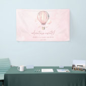 Adventure Awaits! Pink Hot Air Balloon Baby Shower Banner (Messeveranstaltung)