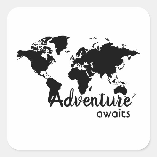Adventure awaits quadratischer aufkleber (Vorderseite)