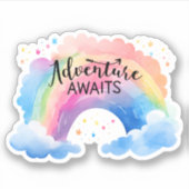 Adventure Awaits Rainbow Aufkleber (Vorderseite)