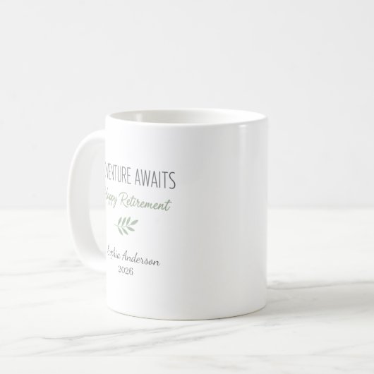 Adventure Awaits Retirement Personalized Kaffeetasse (Vorderseite Links)