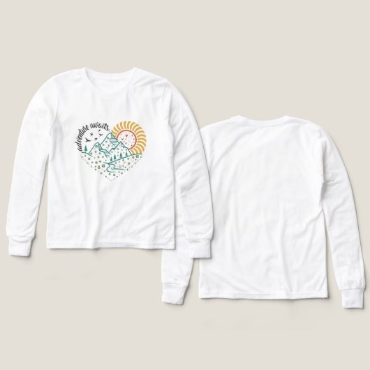 Adventure Awaits – Retro Mountain & Sun Nature (Design Vorderseite & Rückseite)