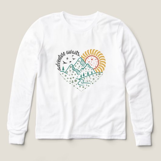 Adventure Awaits – Retro Mountain & Sun Nature (Design Vorderseite)