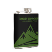 Adventure Awaits Rocky Mountains Logo Sondergeträn Flachmann (Rechts)