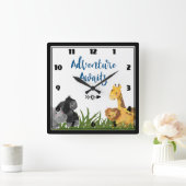 Adventure Awaits Safari Jungle Animals Quadratische Wanduhr (Zuhause)