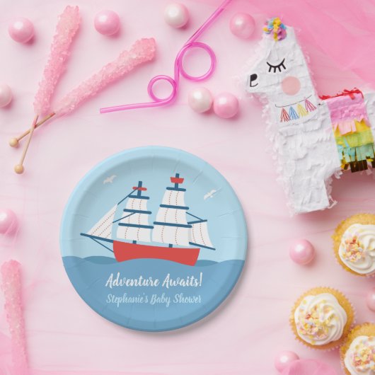 Adventure Awaits Ship Nautical Baby Shower Teller (Party)