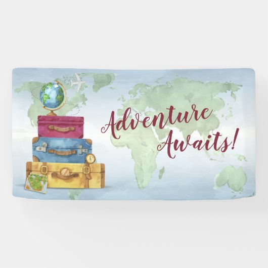 Adventure Awaits Suitcases Abschied Banner (Horizontal)