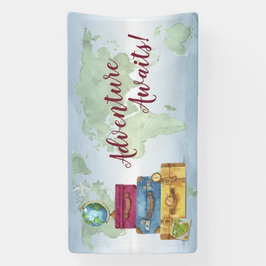Adventure Awaits Suitcases Abschied Banner (Vertikal)