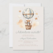 Adventure Awaits Teddy Bear Boy Baby Shower Einladung (Vorderseite)