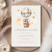 Adventure Awaits Teddy Bear Boy Baby Shower Einladung