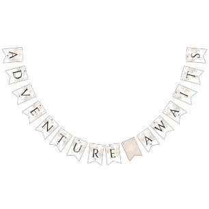 Adventure Awaits TRAVEL Weltkarte Abschluss Wimpelkette
