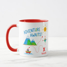 Adventure Awaits Treasure Map Kids Drawing Tasse