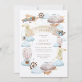 Adventure Awaits Vintag Balloon Baby Shower Einladung (Vorderseite)