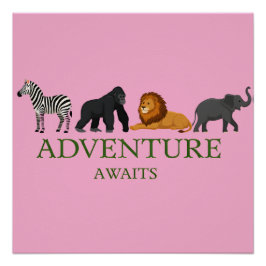 Adventure Awaits - Vintage Binoculars and Mountain Poster