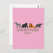 Adventure Awaits - Vintage Binoculars and Mountain Postkarte (Vorne/Hinten)