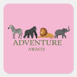 Adventure Awaits - Vintage Binoculars and Mountain Quadratischer Aufkleber