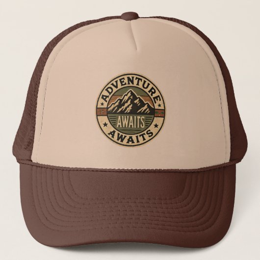Adventure Awaits - Vintager Outdoor Hat Truckerkappe (Vorderseite)