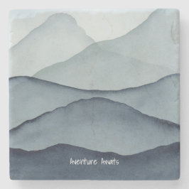 Adventure Awaits Watercolor Mountain Steinuntersetzer