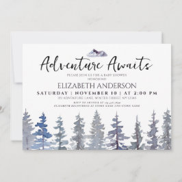 Adventure Awaits Winter Forest Baby Shower  Einladung