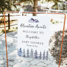 Adventure Awaits Winter Trees Baby Shower Welcome