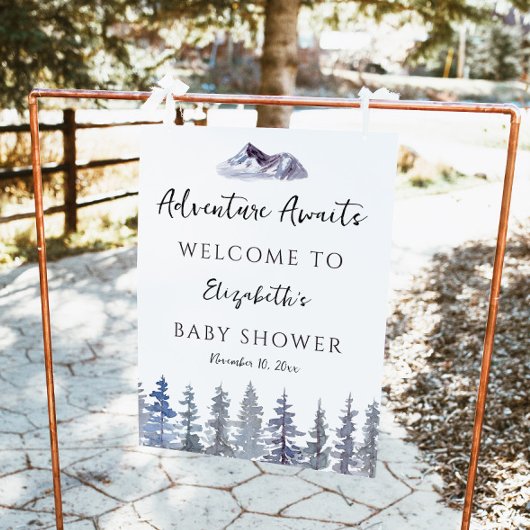 Adventure Awaits Winter Trees Baby Shower Welcome Fotodruck