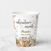 Adventure Awaits Woodland Animals Baby Shower Pappbecher (Rückseite)