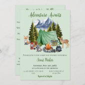 Adventure Awaits Woodland Baby Shower Einladung (Vorne/Hinten)