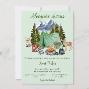 Adventure Awaits Woodland Baby Shower Einladung