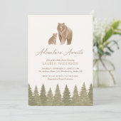 Adventure Awaits Woodland Baby Shower Einladung (Stehend Vorderseite)