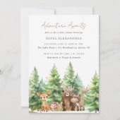 Adventure Awaits Woodland Baby Shower Einladung (Vorderseite)